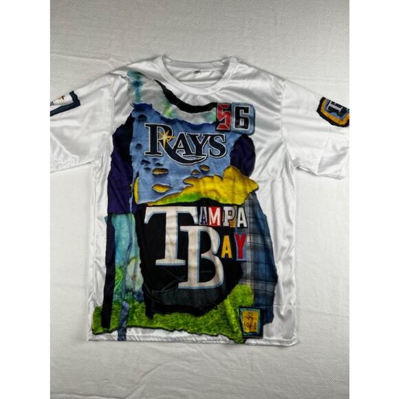 Tampa Bay Rays Patchwork T-Shirt Size XL Tropicana Field Daiquiri Deck - Picture 1 of 8